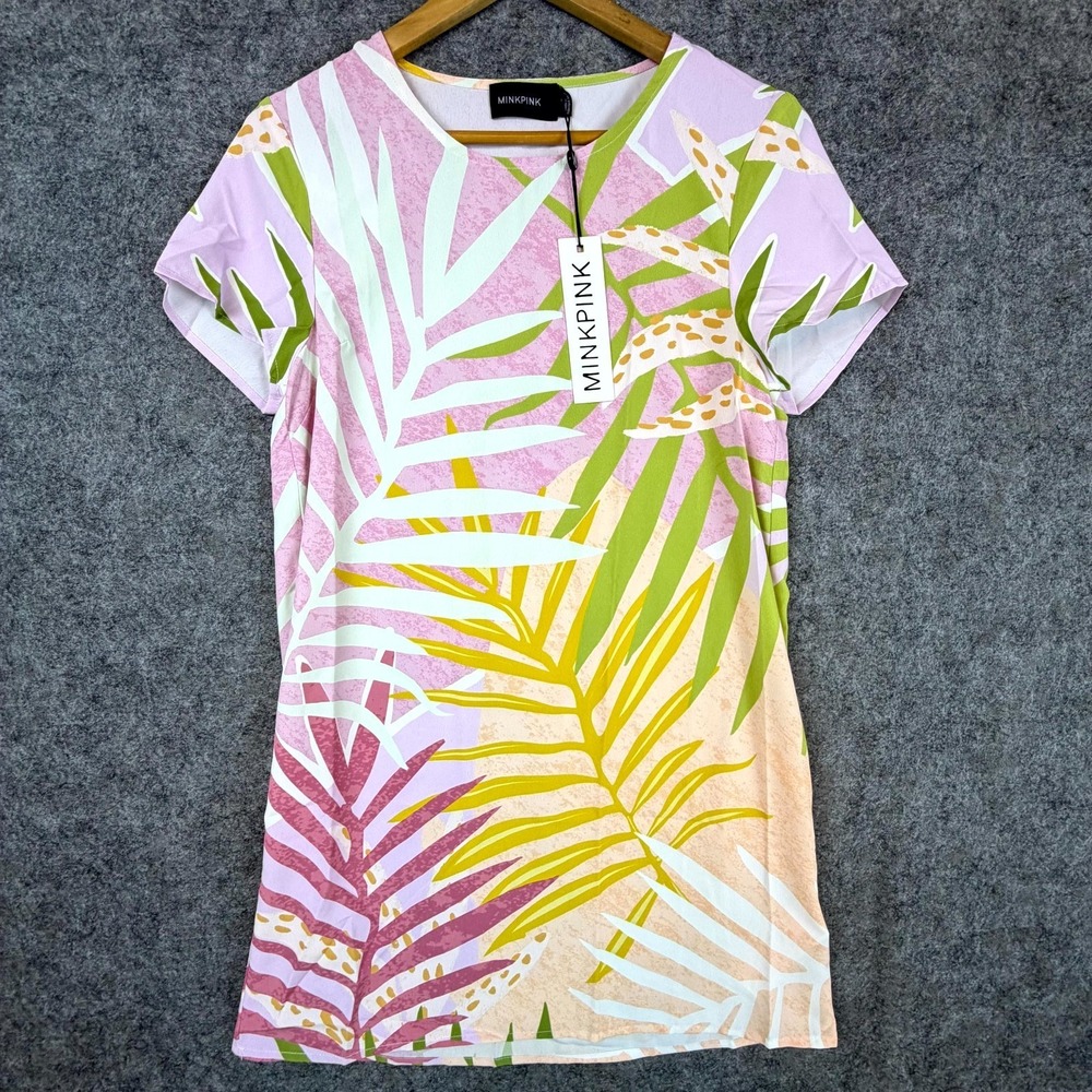 Minkpink Palm Springs T Shirt Mini Dress Womens Small Tropical Chic Resortcore